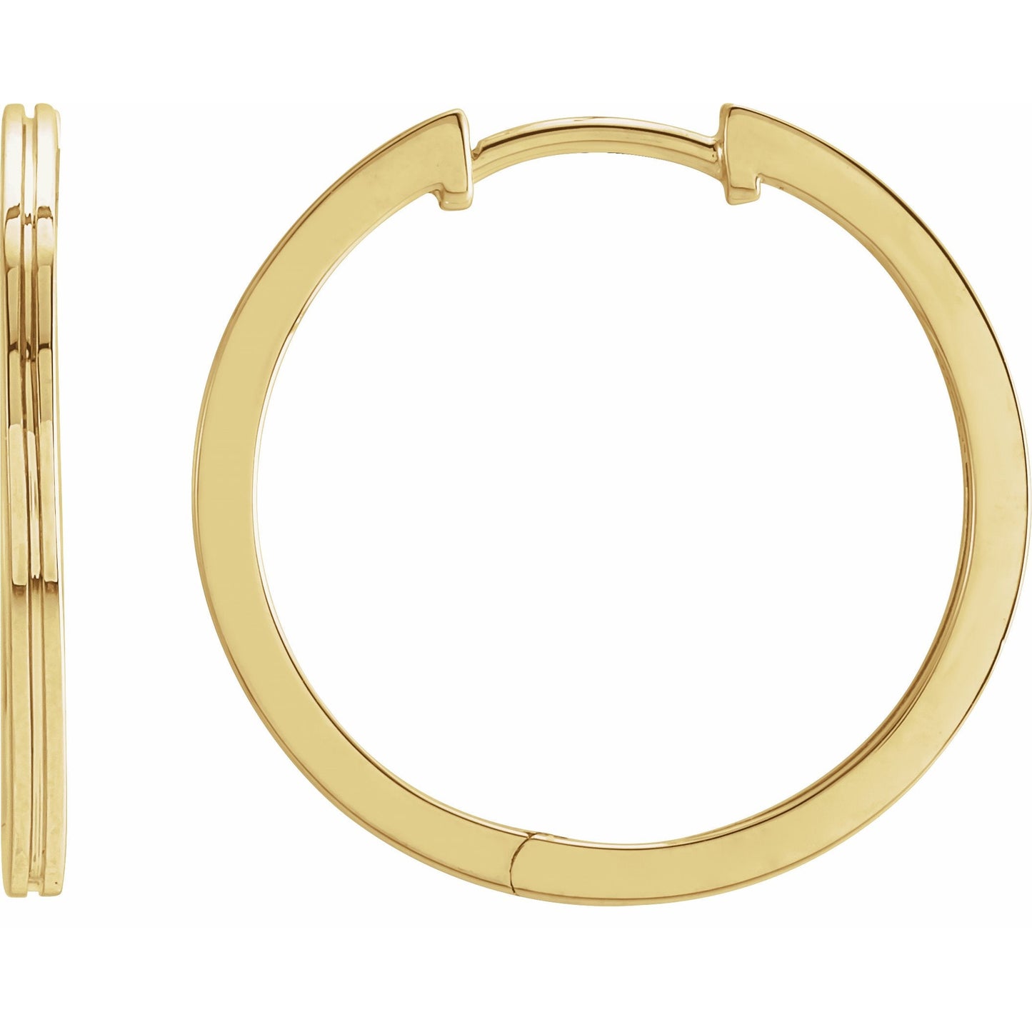 14K Yellow 20 mm Grooved Hoop Earrings