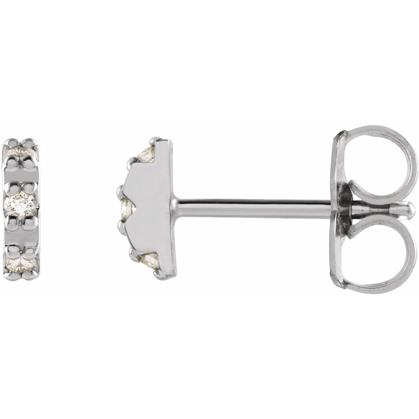 14K White .04 CTW Diamond Half Circle Earrings
