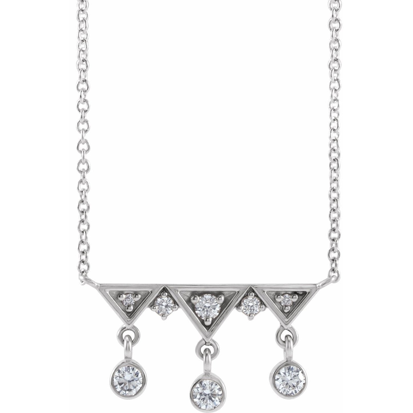 14K White 1/5 CTW Diamond Fringe Bar 18 Necklace