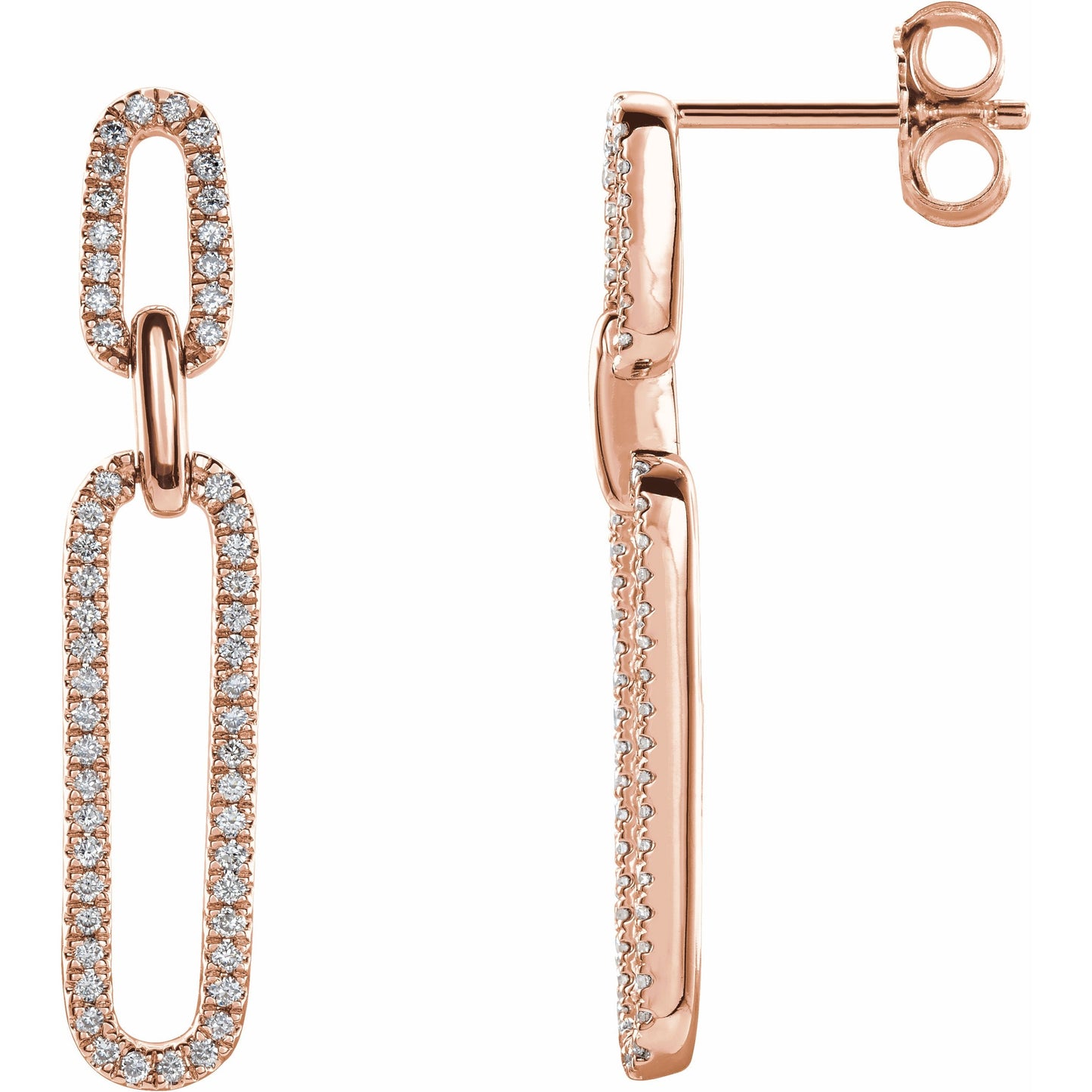 14K Rose 1/3 CTW Diamond Link Earrings