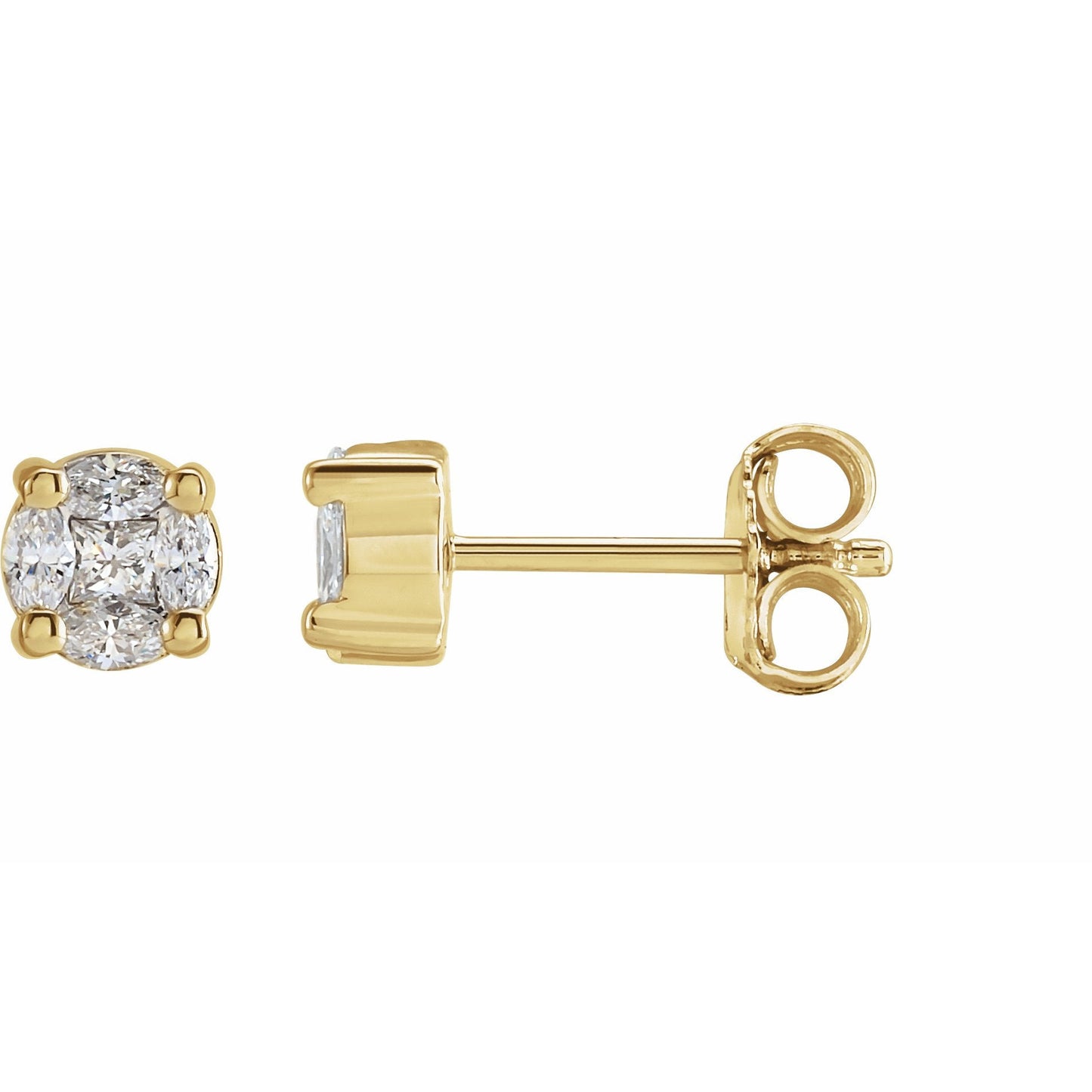 14K Yellow 1/3 CTW Diamond Cluster Earrings