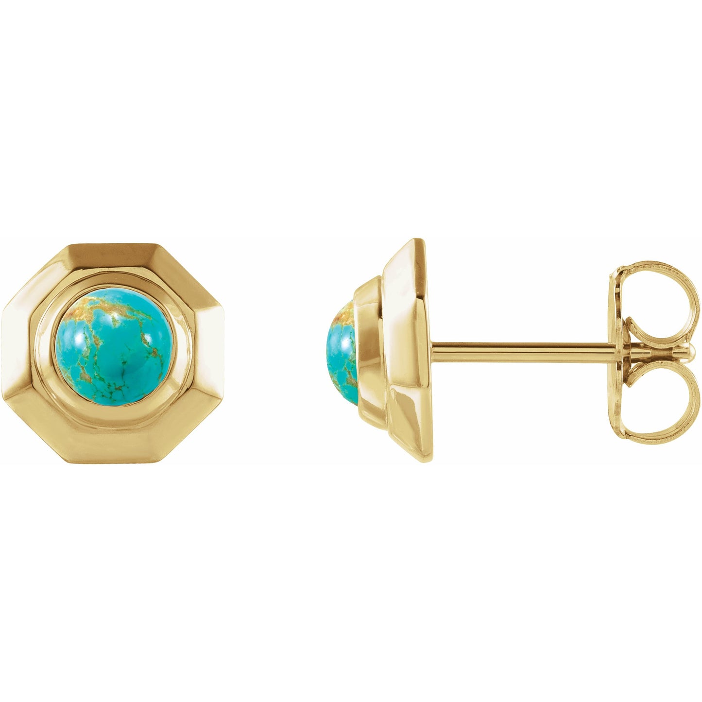 14K Yellow Turquoise Geometric Earrings