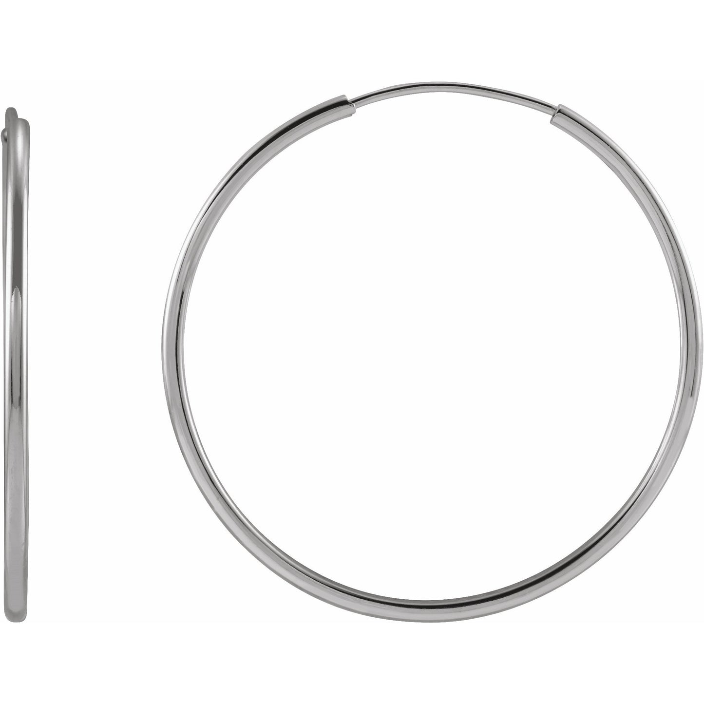 14K White 25 mm Flexible Endless Hoop Earrings