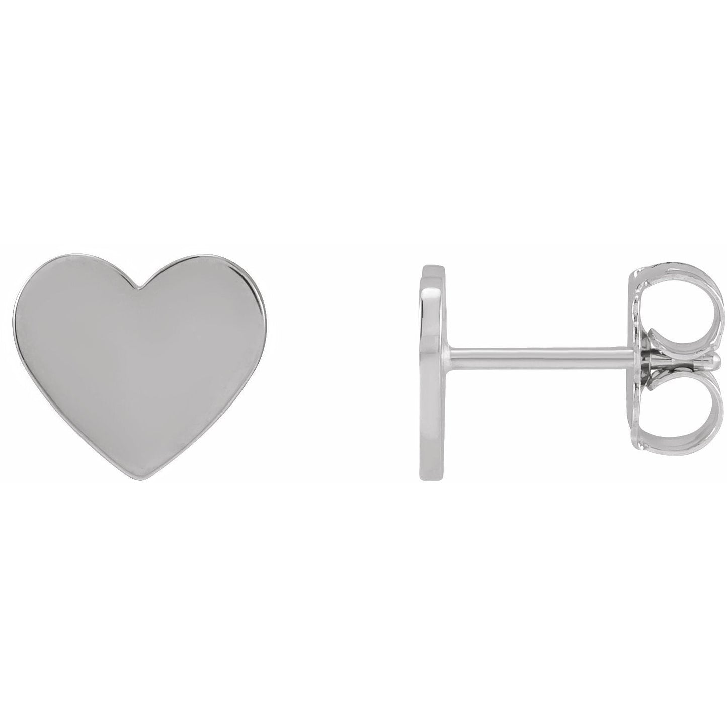 14K White Engravable Heart Earrings