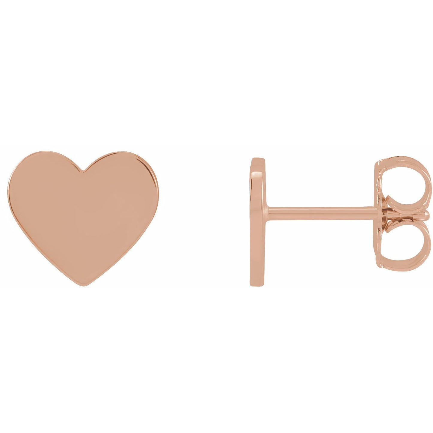 14K Rose Engravable Heart Earrings