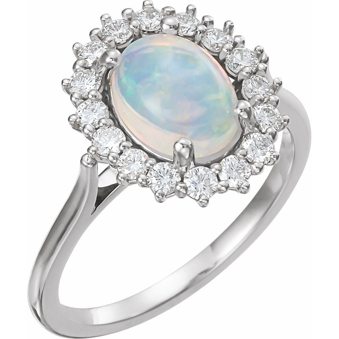 14K White Ethiopian Opal & 3/8 CTW Diamond Ring