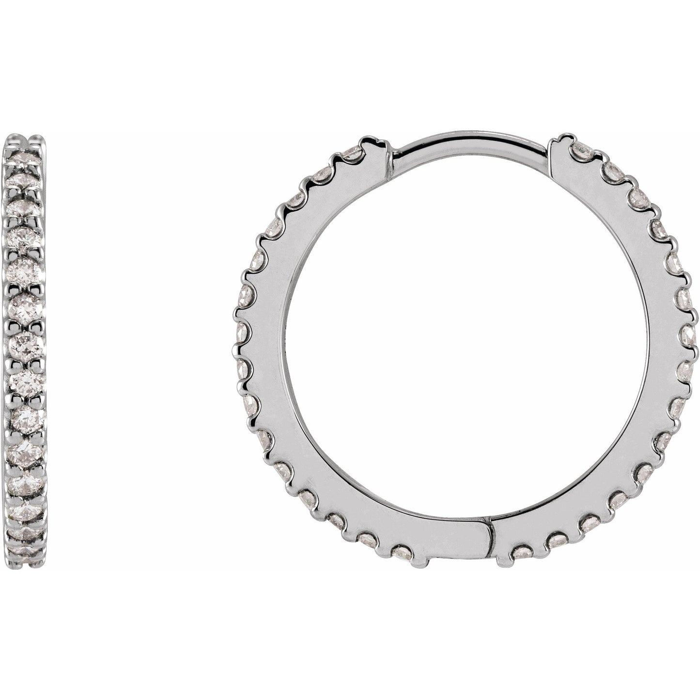14K White 5/8 CTW Diamond 18 mm Huggies