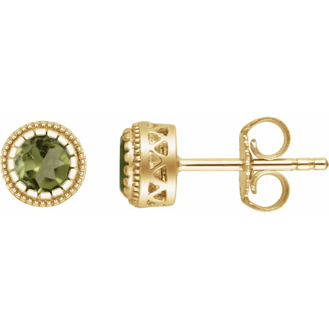 14K Yellow Peridot August Birthstone Earrings