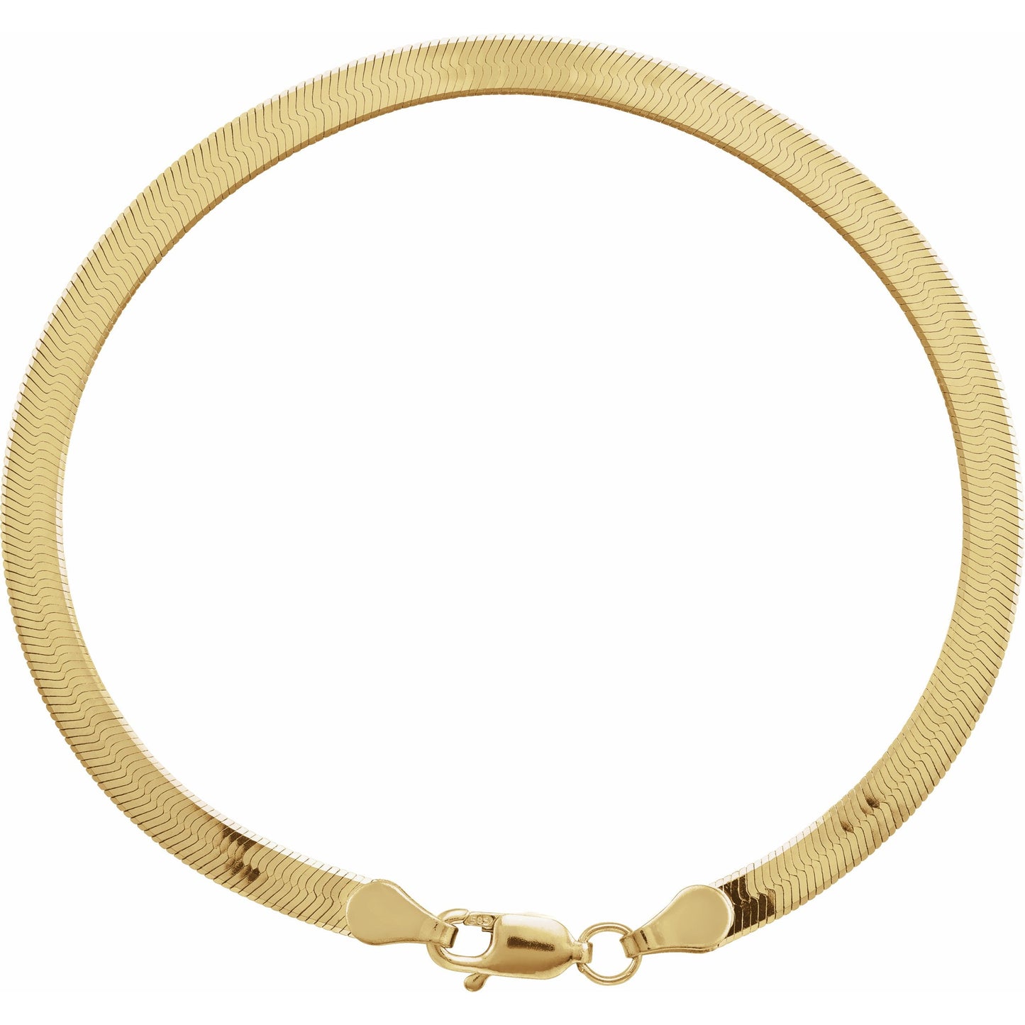 14K Yellow 3.8 mm Solid Flexible Herringbone Chain 7 Bracelet