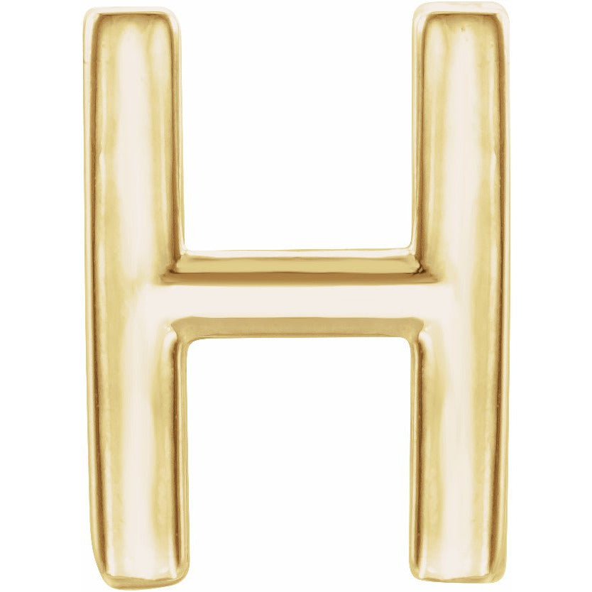 14K Yellow Single Initial H Earring