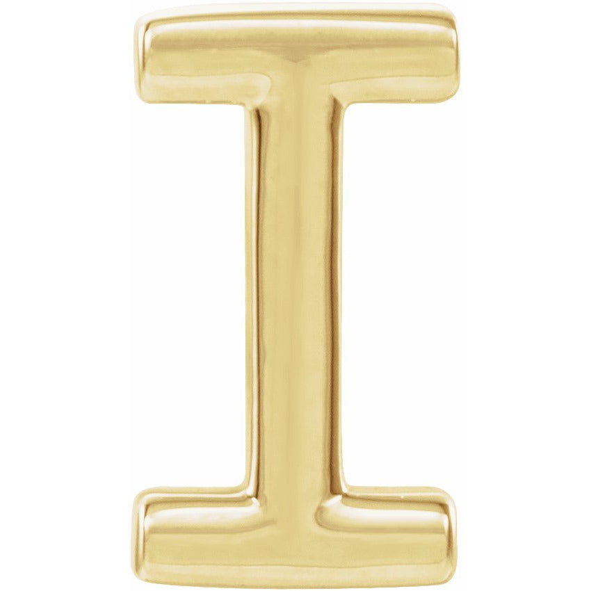 14K Yellow Single Initial I Earring