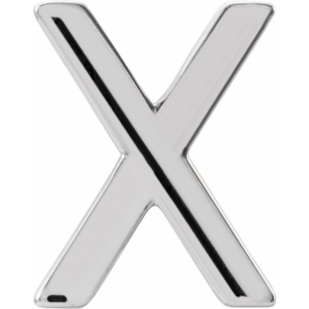 14K White Single Initial X Earring
