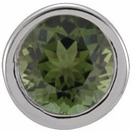 14K White 2.5 mm Round Green Tourmaline Single Micro Stud Earring