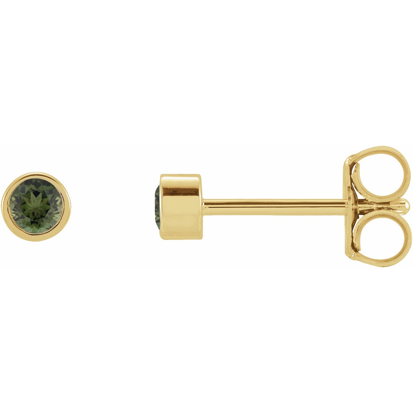 14K Yellow 2 mm Round Green Tourmaline Micro Stud Earrings