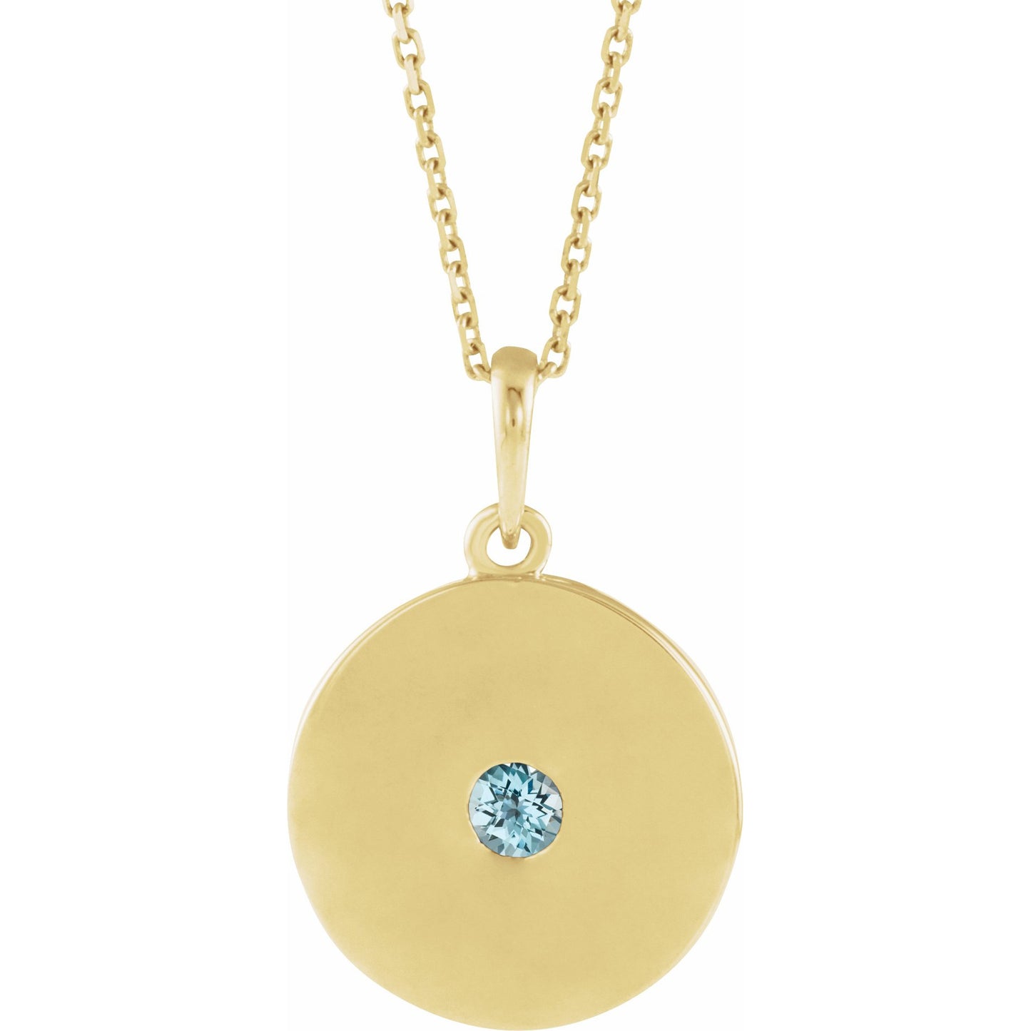 14K Yellow Sky Blue Topaz Disc 16-18 Necklace
