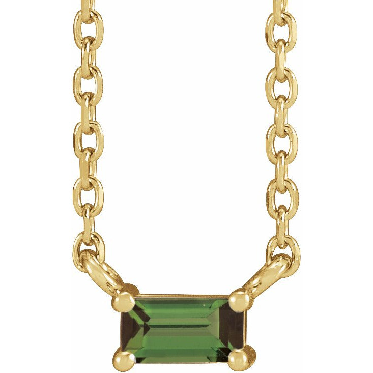 14K Yellow Green Tourmaline Solitaire 18 Necklace