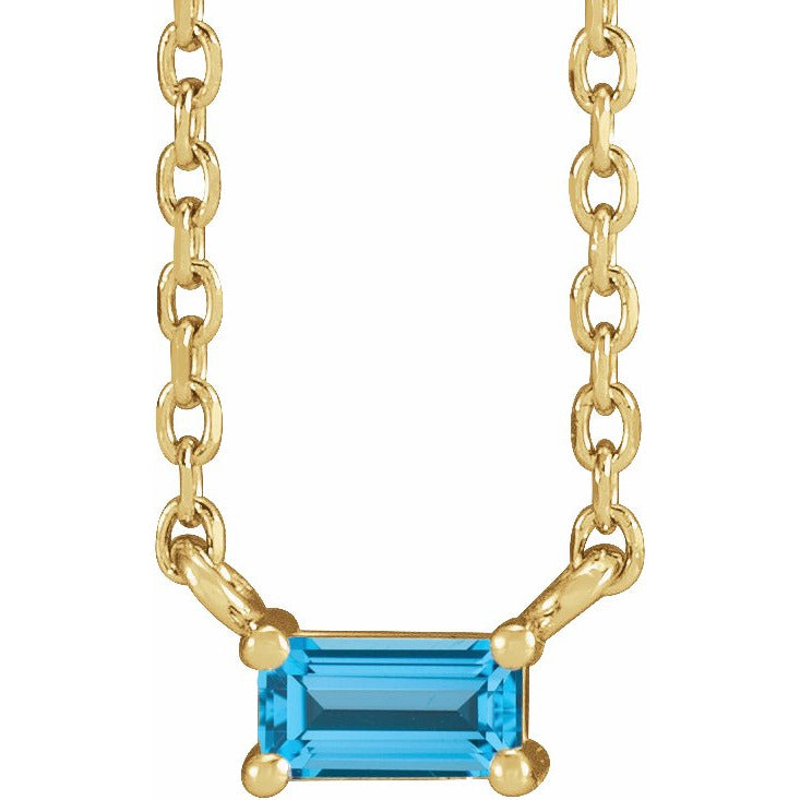 14K Yellow Swiss Blue Topaz Solitaire 18 Necklace