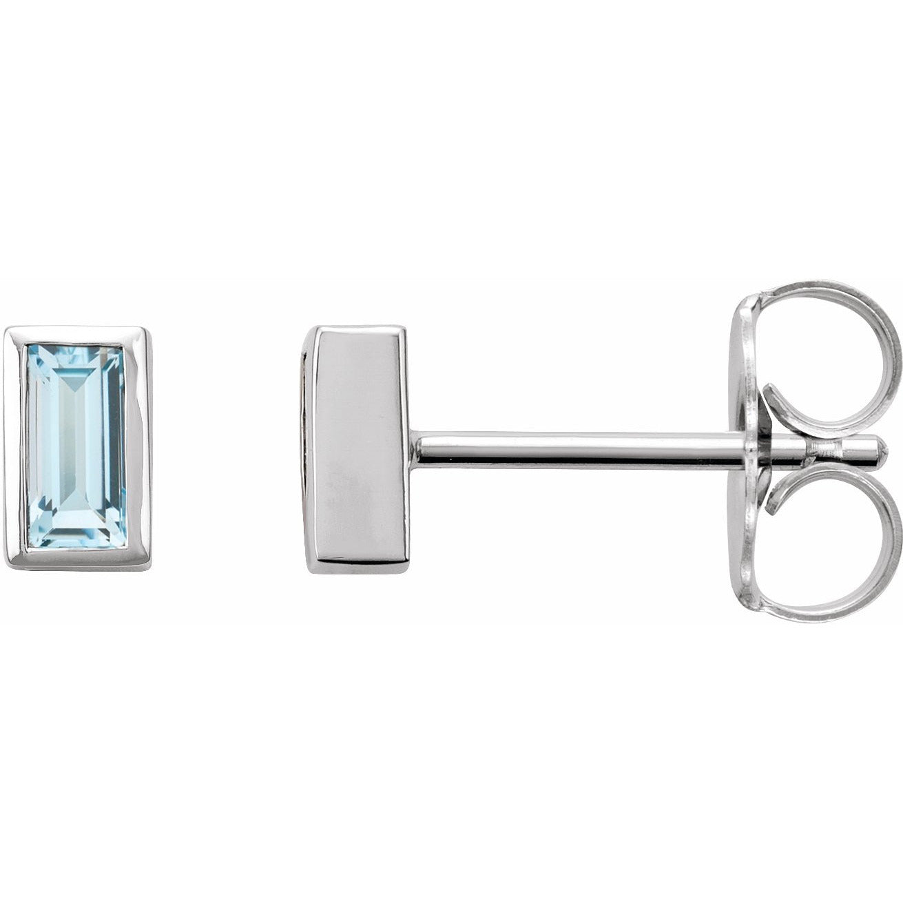 14K White Sky Blue Topaz Bezel-Set Earrings