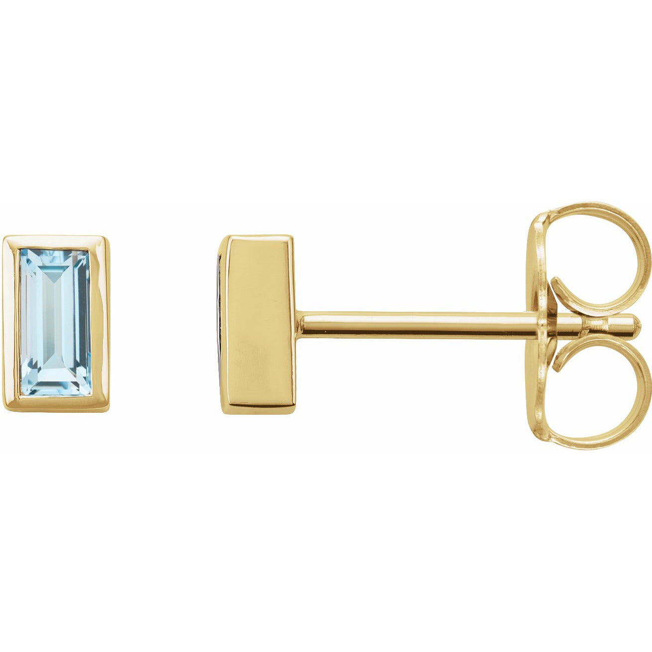 14K Yellow Sky Blue Topaz Bezel-Set Earrings