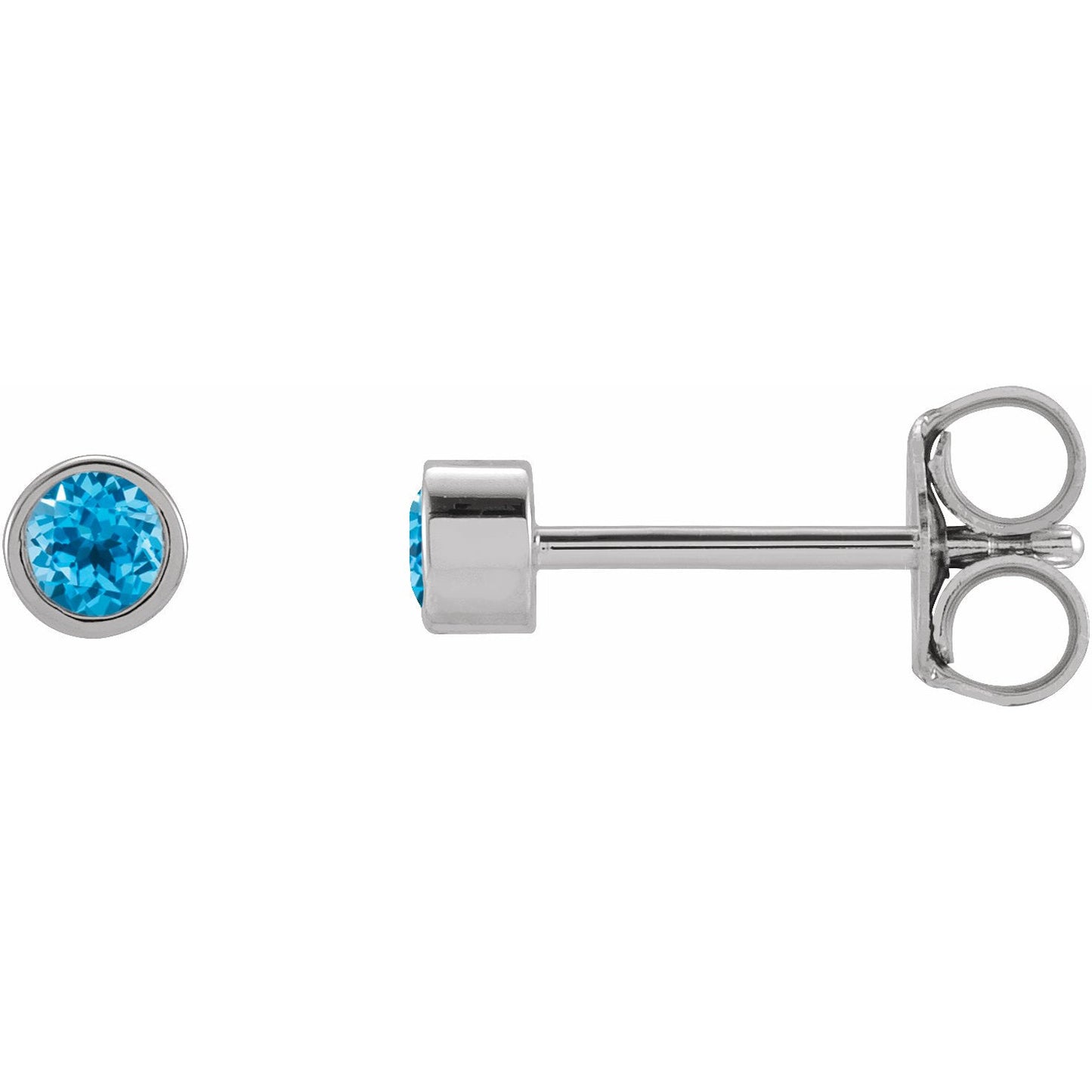 Platinum 2.5 mm Round Swiss Blue Topaz Micro Stud Earrings