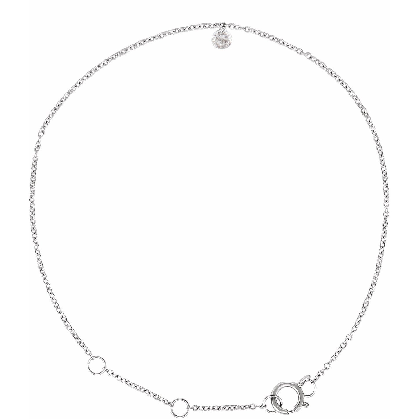 14K White 1/6 CT Drilled Diamond Solitaire 6 1/2-7 1/2 Bracelet