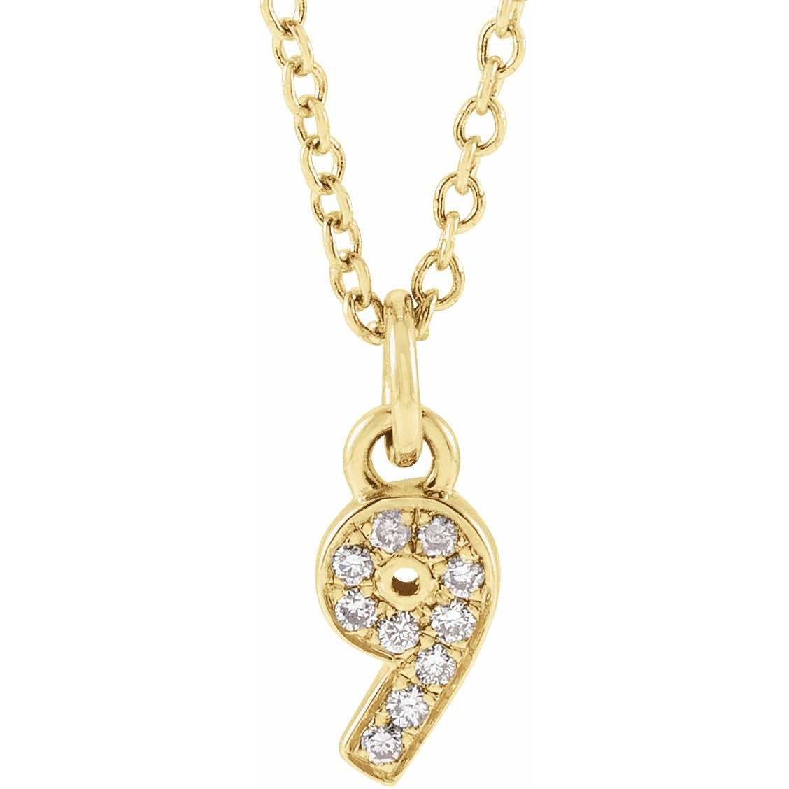 14K Yellow .04 CTW Diamond Numeral 9 16-18 Necklace