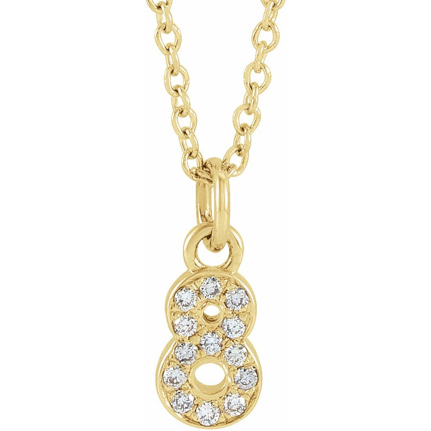 14K Yellow .05 CTW Diamond Numeral 8 16-18 Necklace
