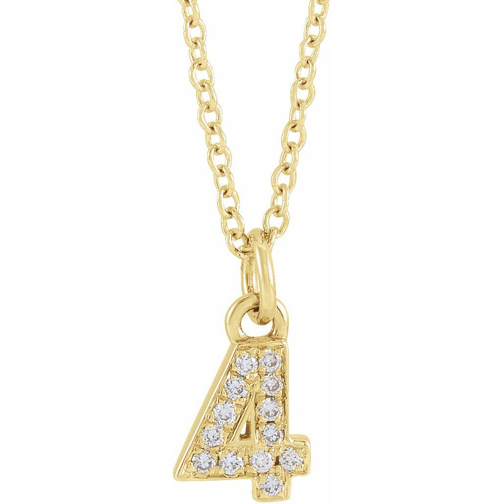 14K Yellow .03 CTW Diamond Numeral 4 16-18 Necklace