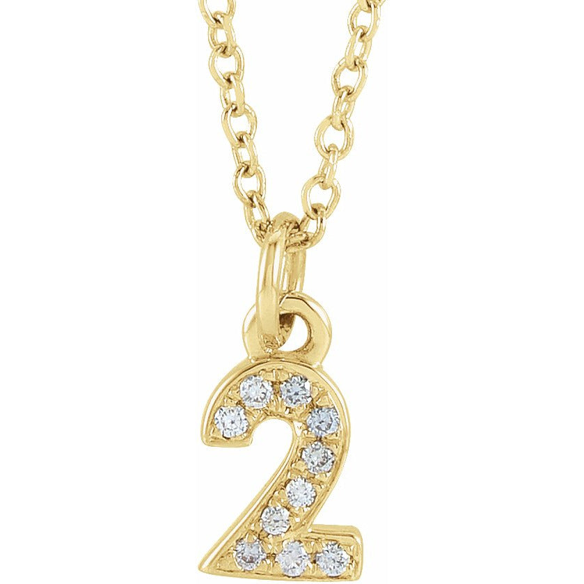 14K Yellow .03 CTW Diamond Numeral 2 16-18 Necklace