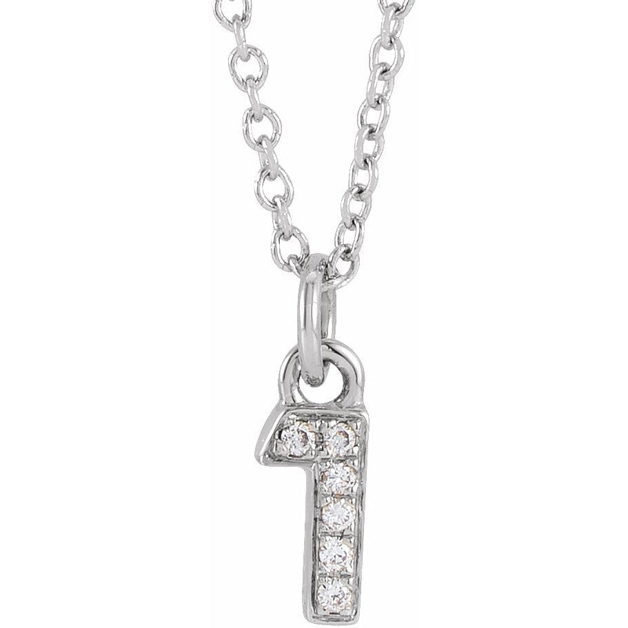 14K White .02 CTW Diamond Numeral 1 16-18 Necklace