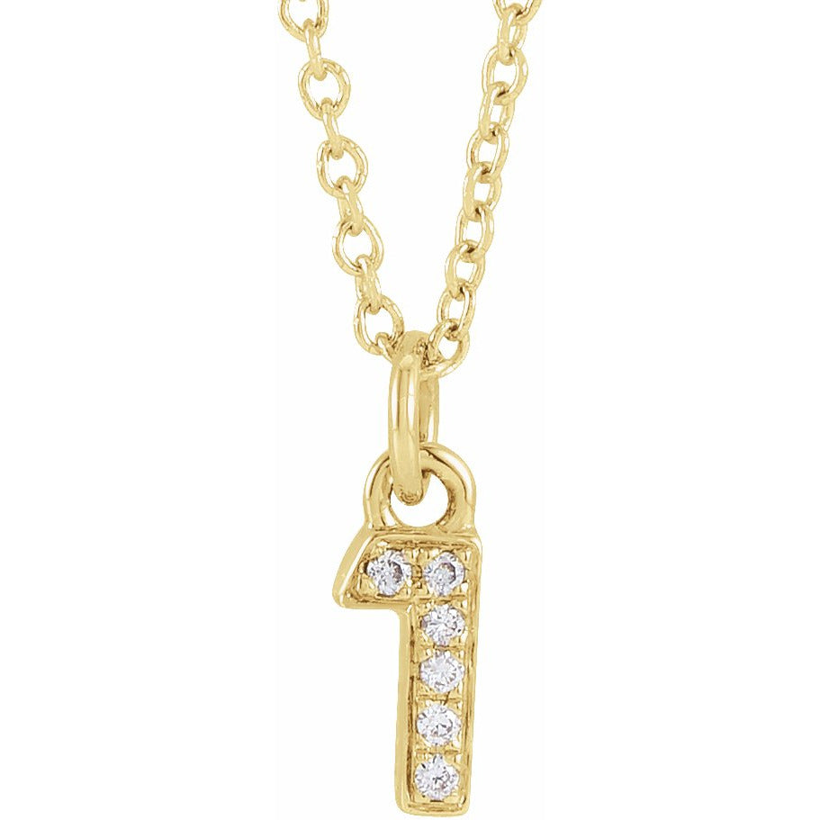 14K Yellow .02 CTW Diamond Numeral 1 16-18 Necklace