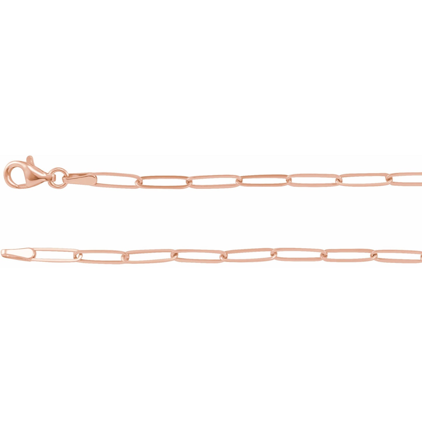 14K Rose 2.6 mm Elongated Link 16 Chain