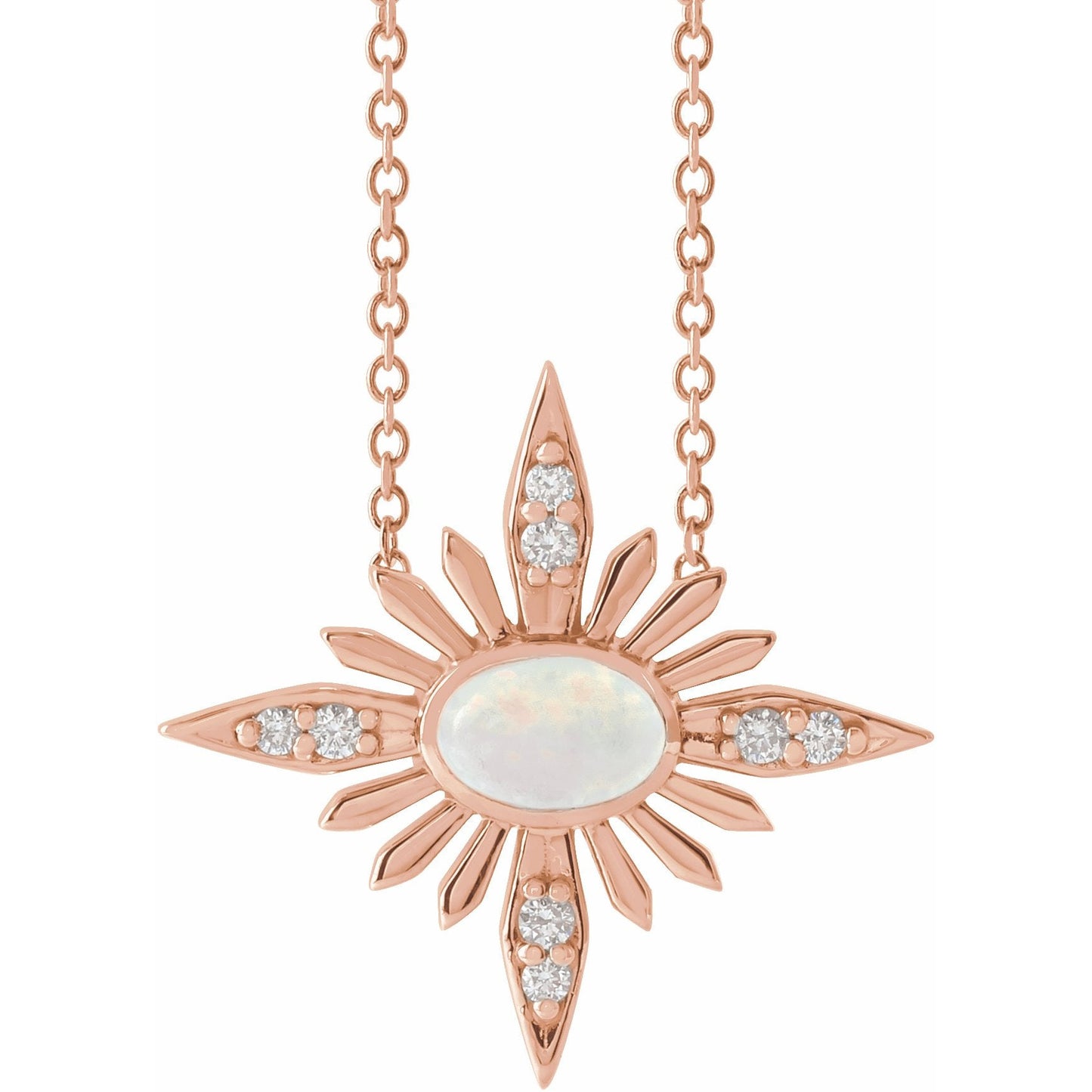 14K Rose Ethiopian Opal & .08 CTW Diamond Celestial 16-18 Necklace