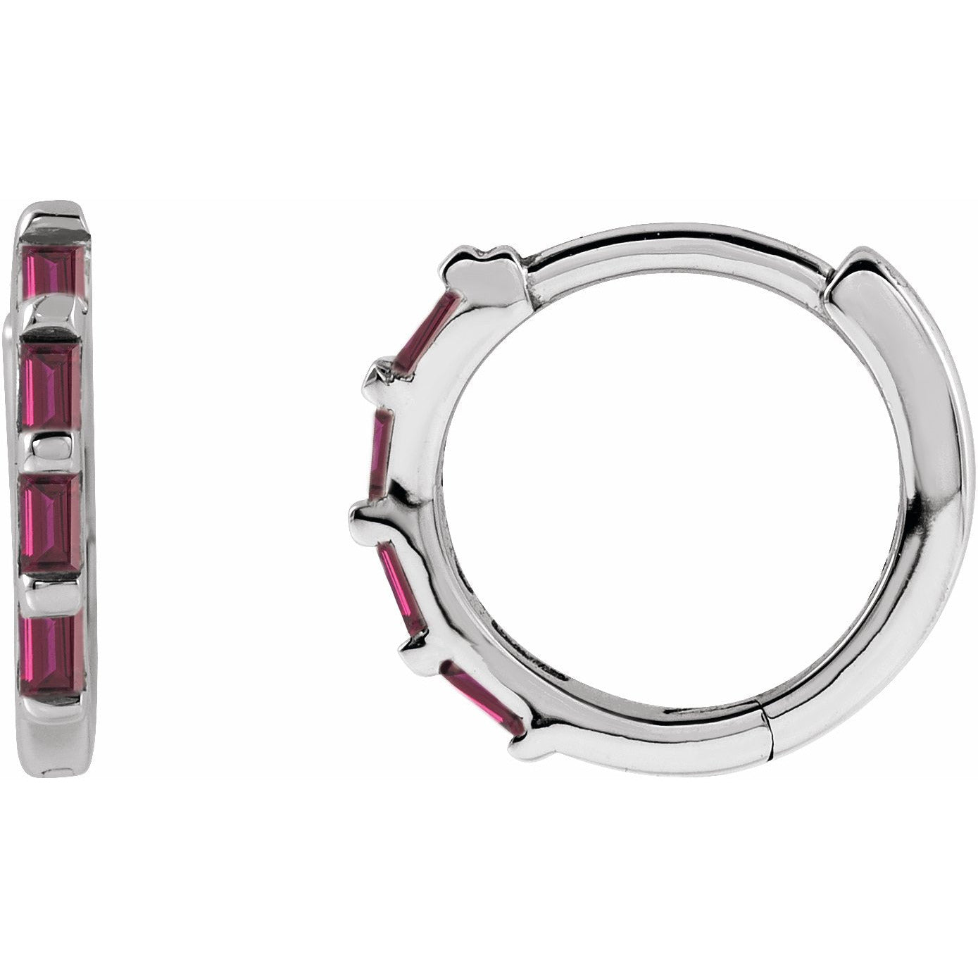 14K White Ruby Huggies