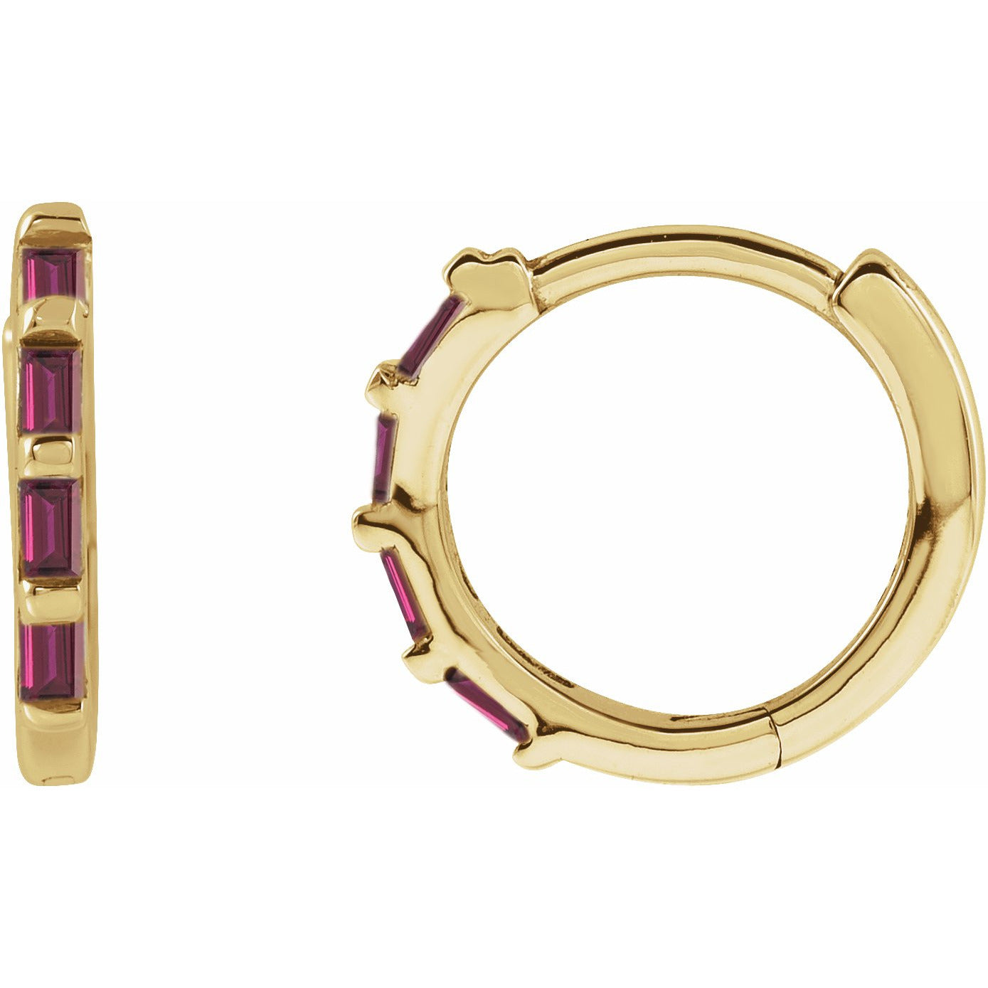 14K Yellow Ruby Huggies