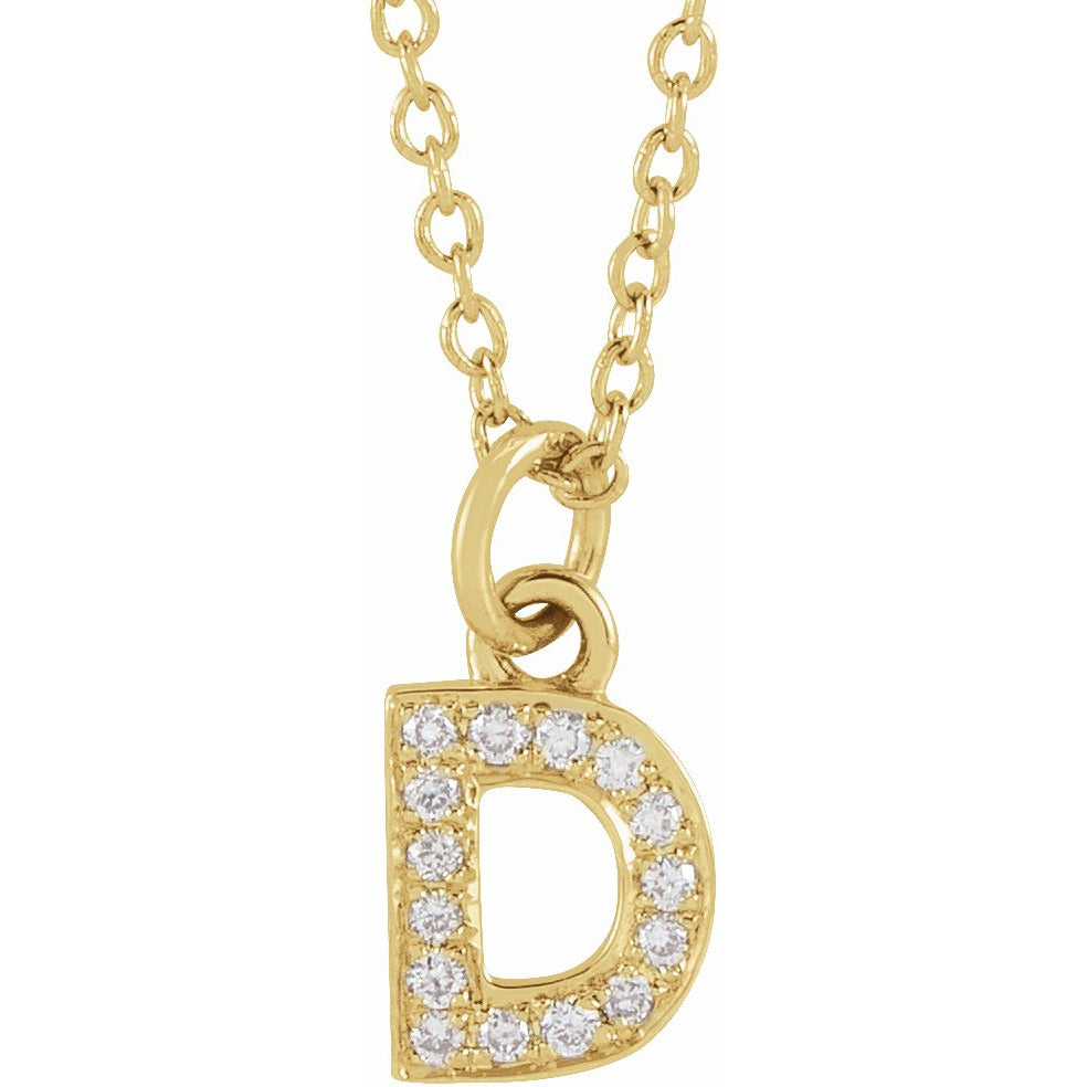 14K Yellow .05 CTW Diamond Petite Initial D 16-18 Necklace