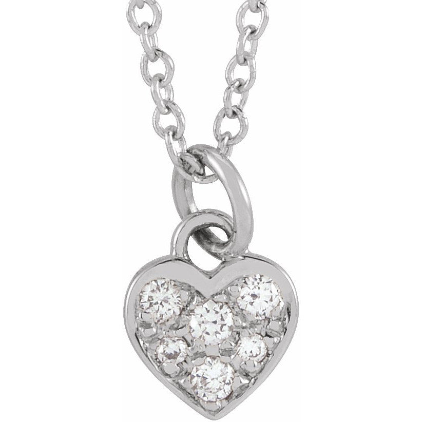 14K White .06 CTW Diamond Petite Heart 16-18 Necklace