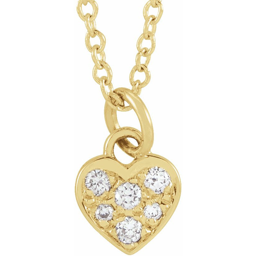 14K Yellow .06 CTW Diamond Petite Heart 16-18 Necklace