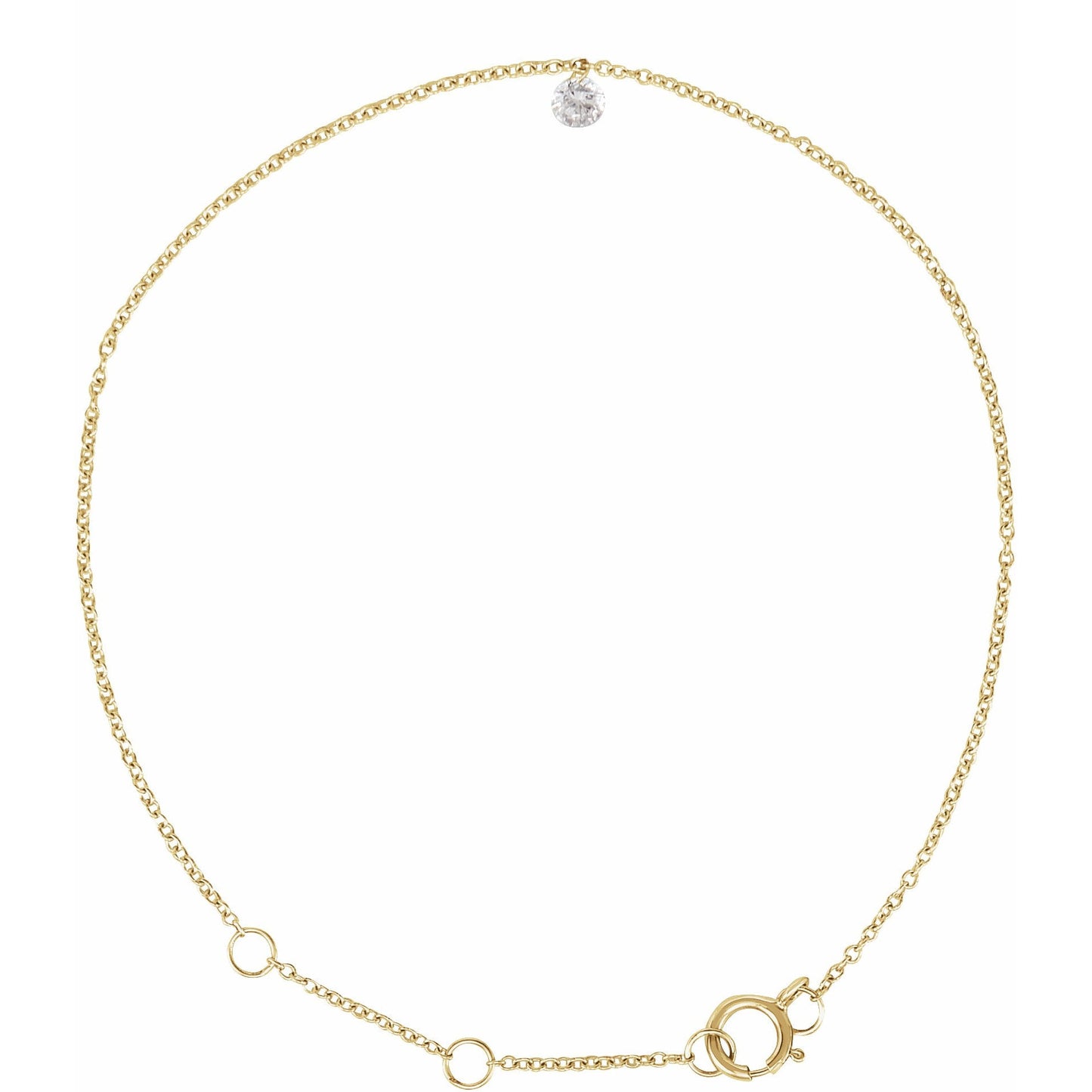 14K Yellow 1/6 CT Drilled Diamond Solitaire 6 1/2-7 1/2 Bracelet