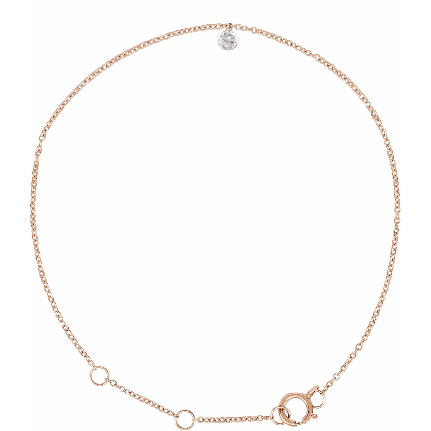 14K Rose 1/6 CT Drilled Diamond Solitaire 6 1/2-7 1/2 Bracelet