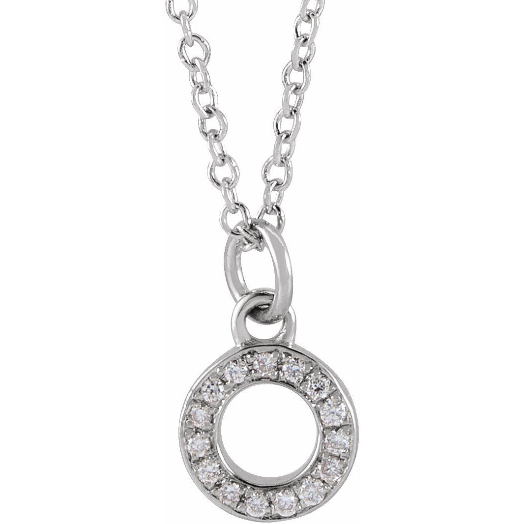 14K White .05 CTW Diamond Petite Initial O 16-18 Necklace