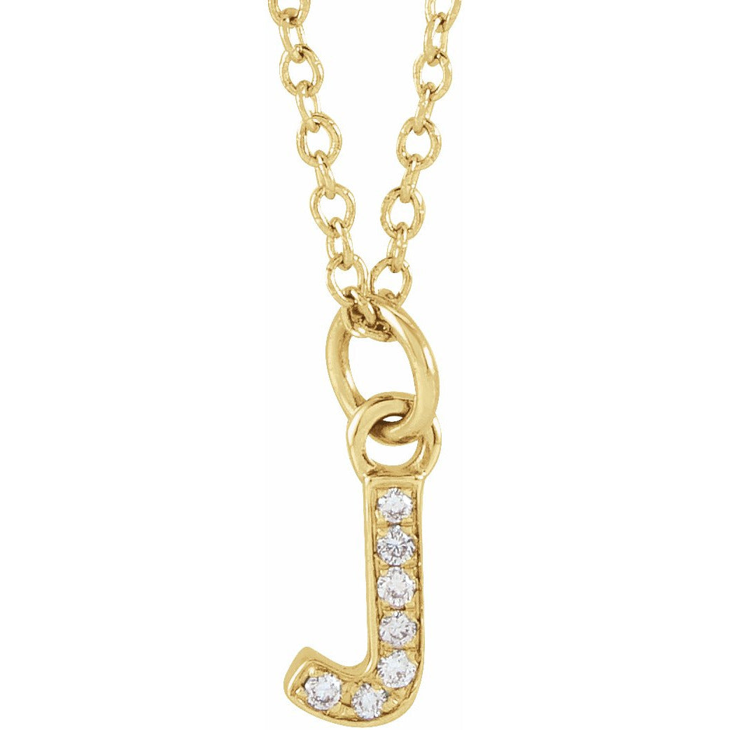 14K Yellow .03 CTW Diamond Petite Initial J 16-18 Necklace