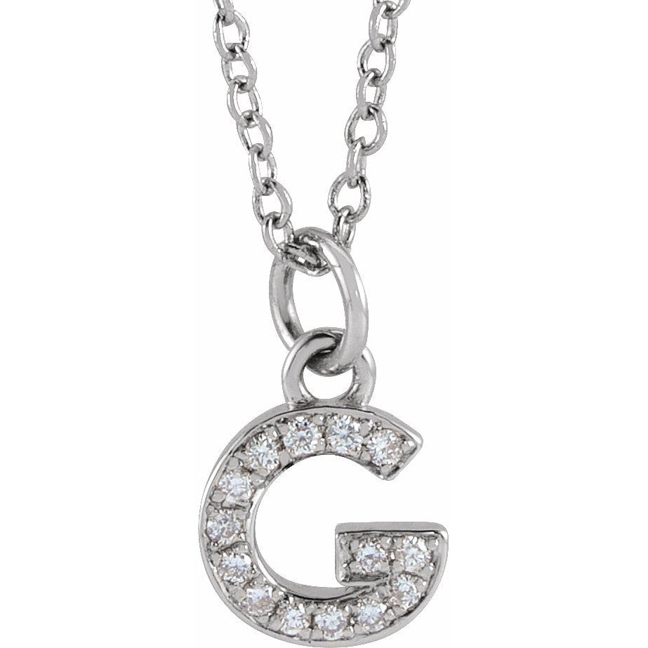 14K White .05 CTW Diamond Petite Initial G 16-18 Necklace