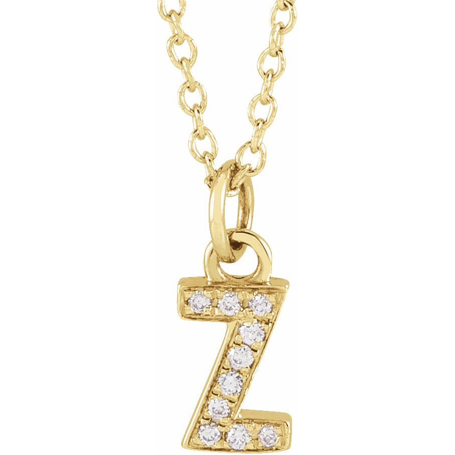 14K Yellow .03 CTW Diamond Petite Initial Z 16-18 Necklace
