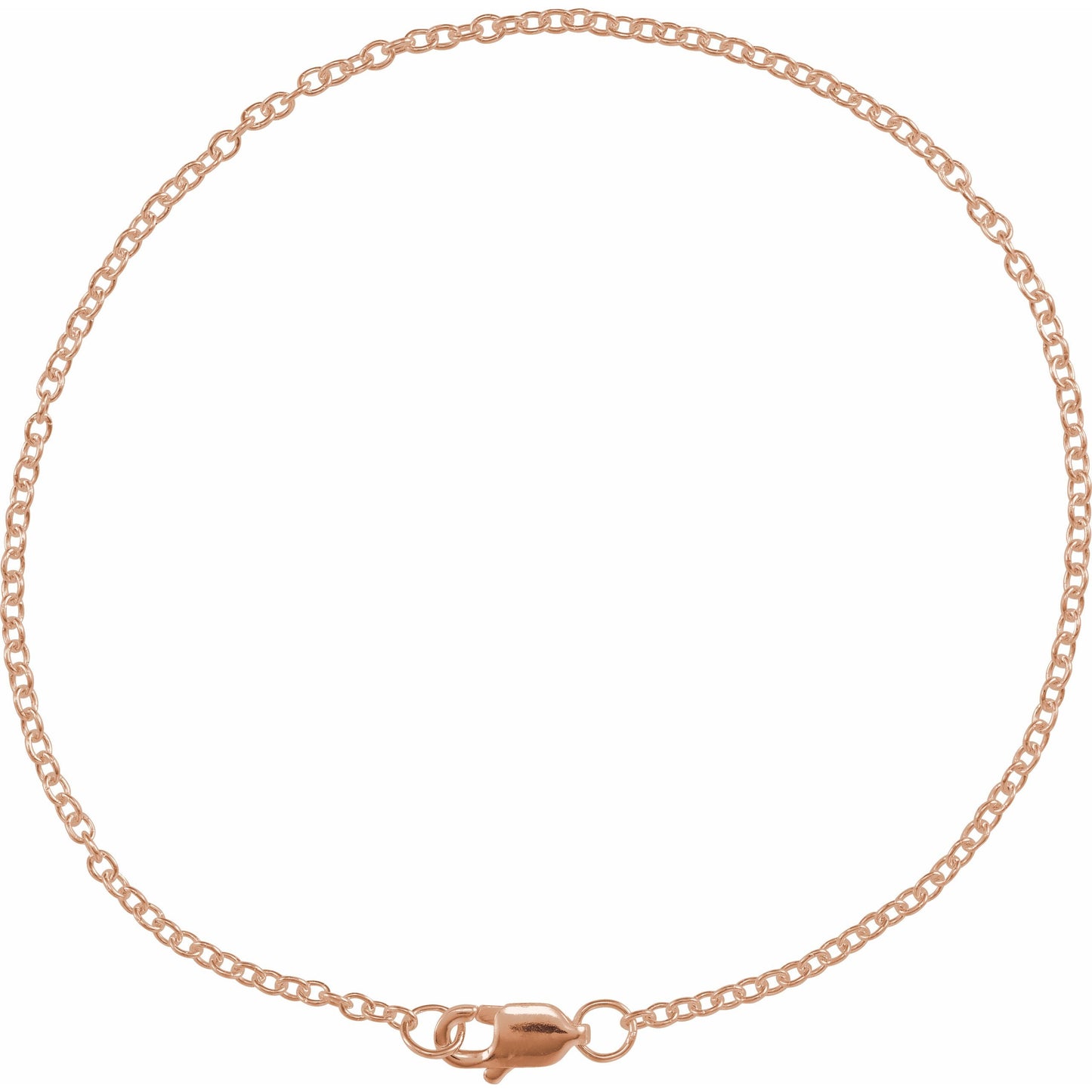 14K Rose 1.5 mm Solid Cable Chain 7 Bracelet