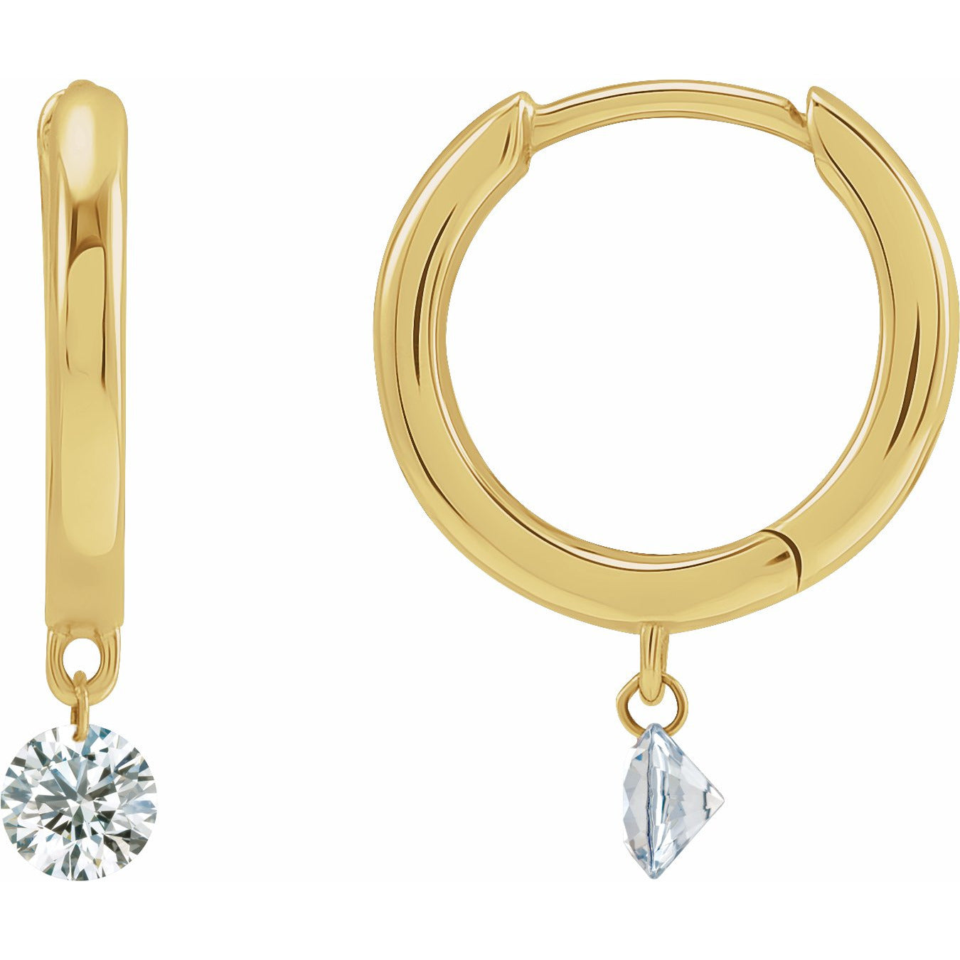 14K Yellow 1/6 CTW Drilled Diamond Hinged Hoop Single Earring