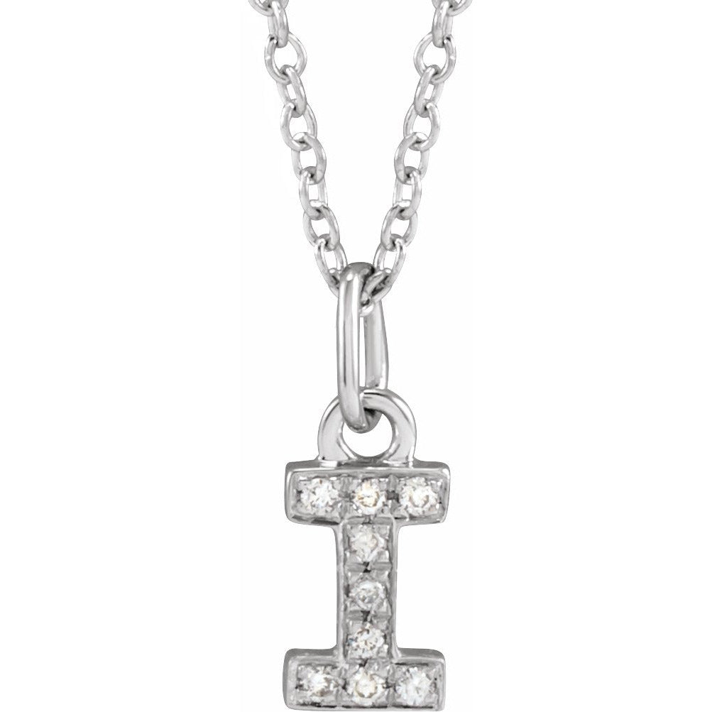 14K White .03 CTW Diamond Petite Initial I 16-18 Necklace