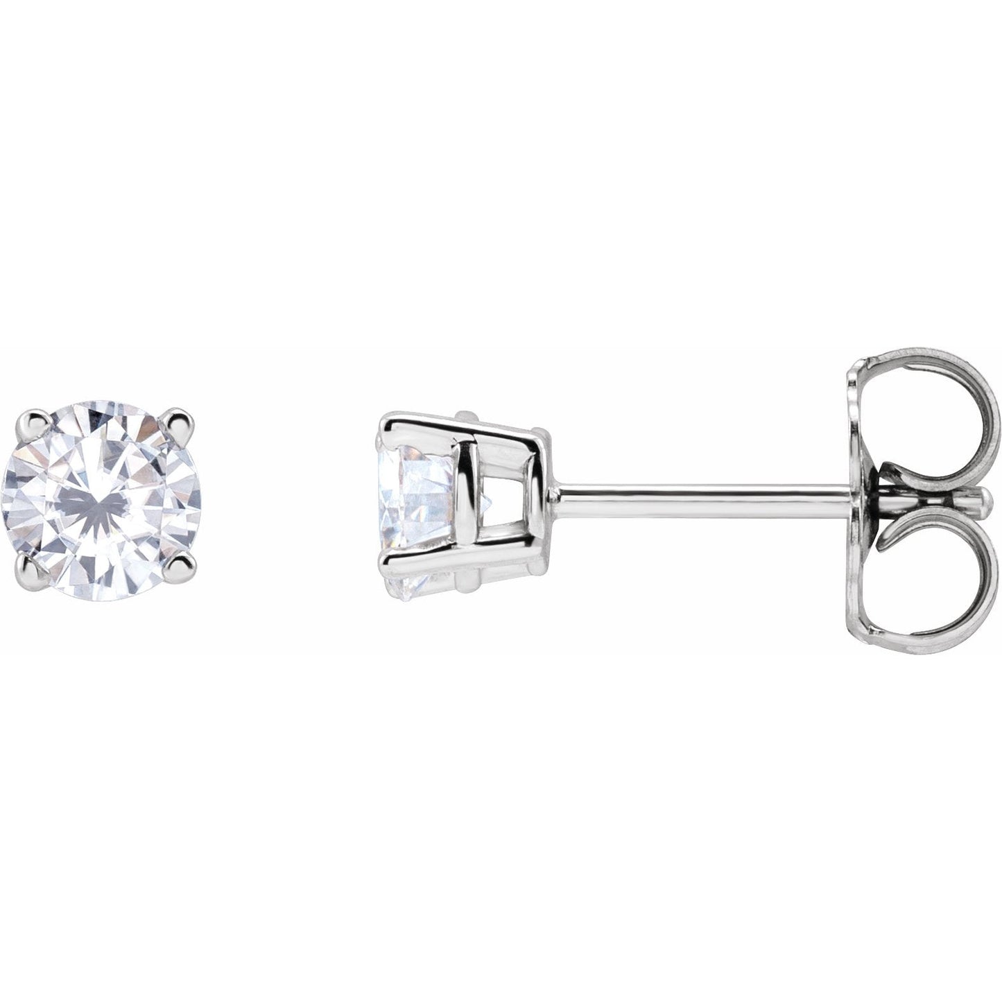 14K White 4 mm Round Lab-Created Moissaniteu2122 Earrings