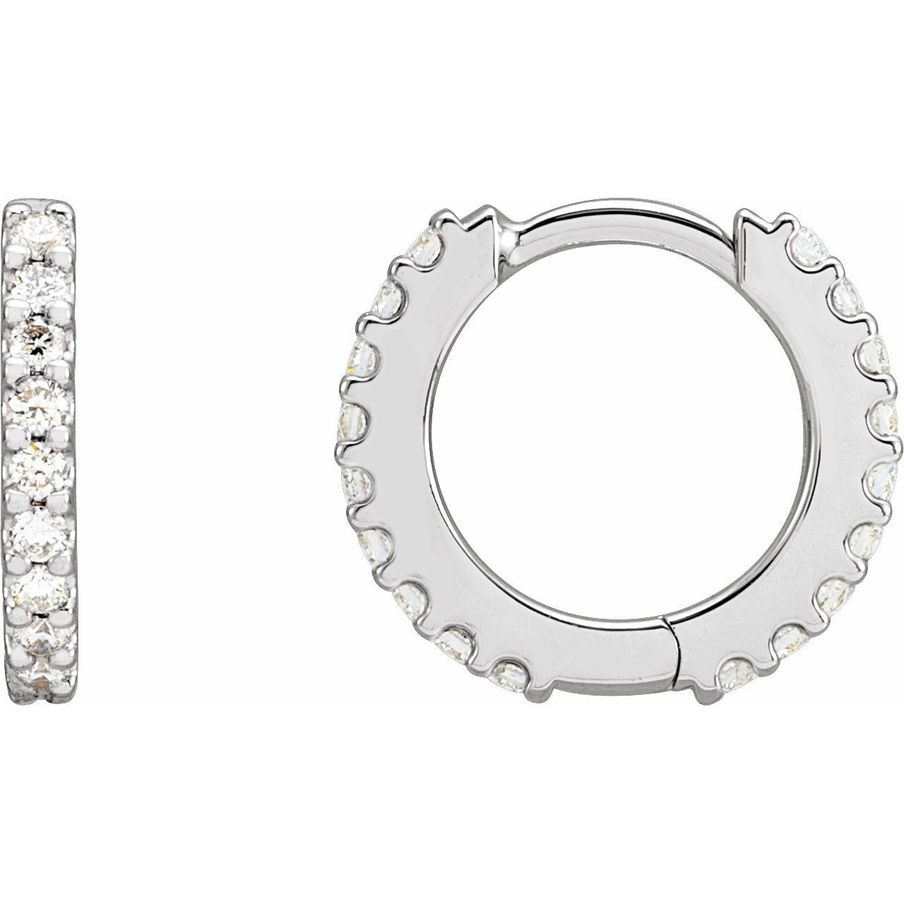 14K White 1/3 CTW Diamond 12.6 mm Huggies