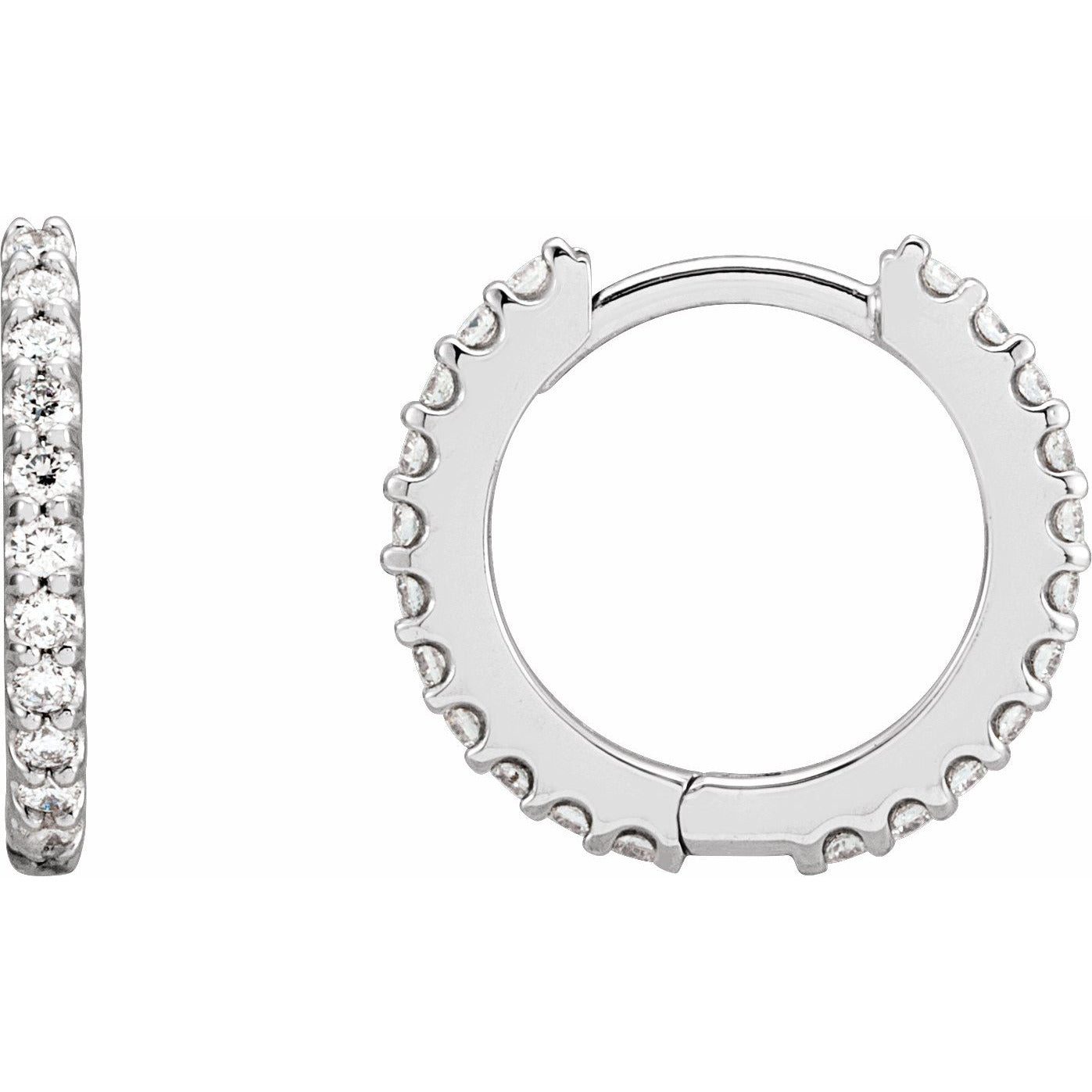 14K White 3/8 CTW Diamond 14 mm Huggies